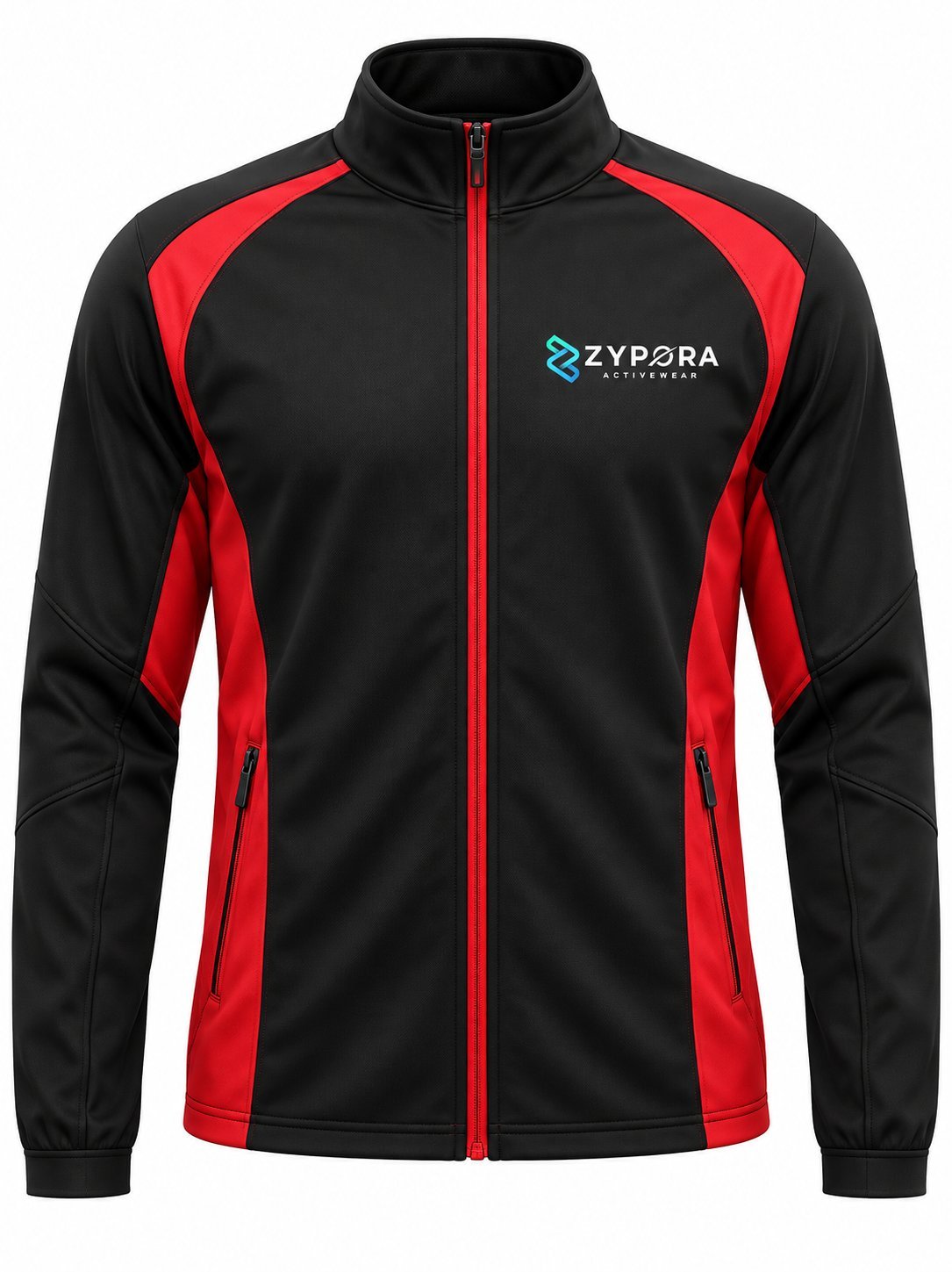 Training Jacket — Black / Red Panel - Zypora Activewear Custom Manufacturing