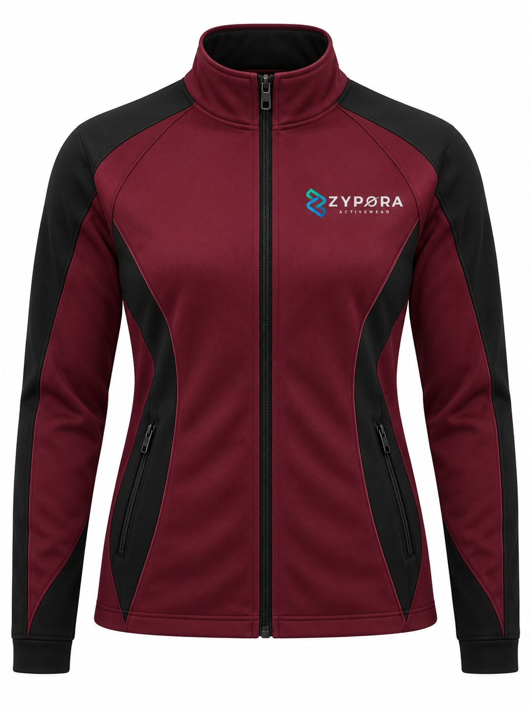 Training Jacket — Burgundy / Black Panel by Zypora Activewear