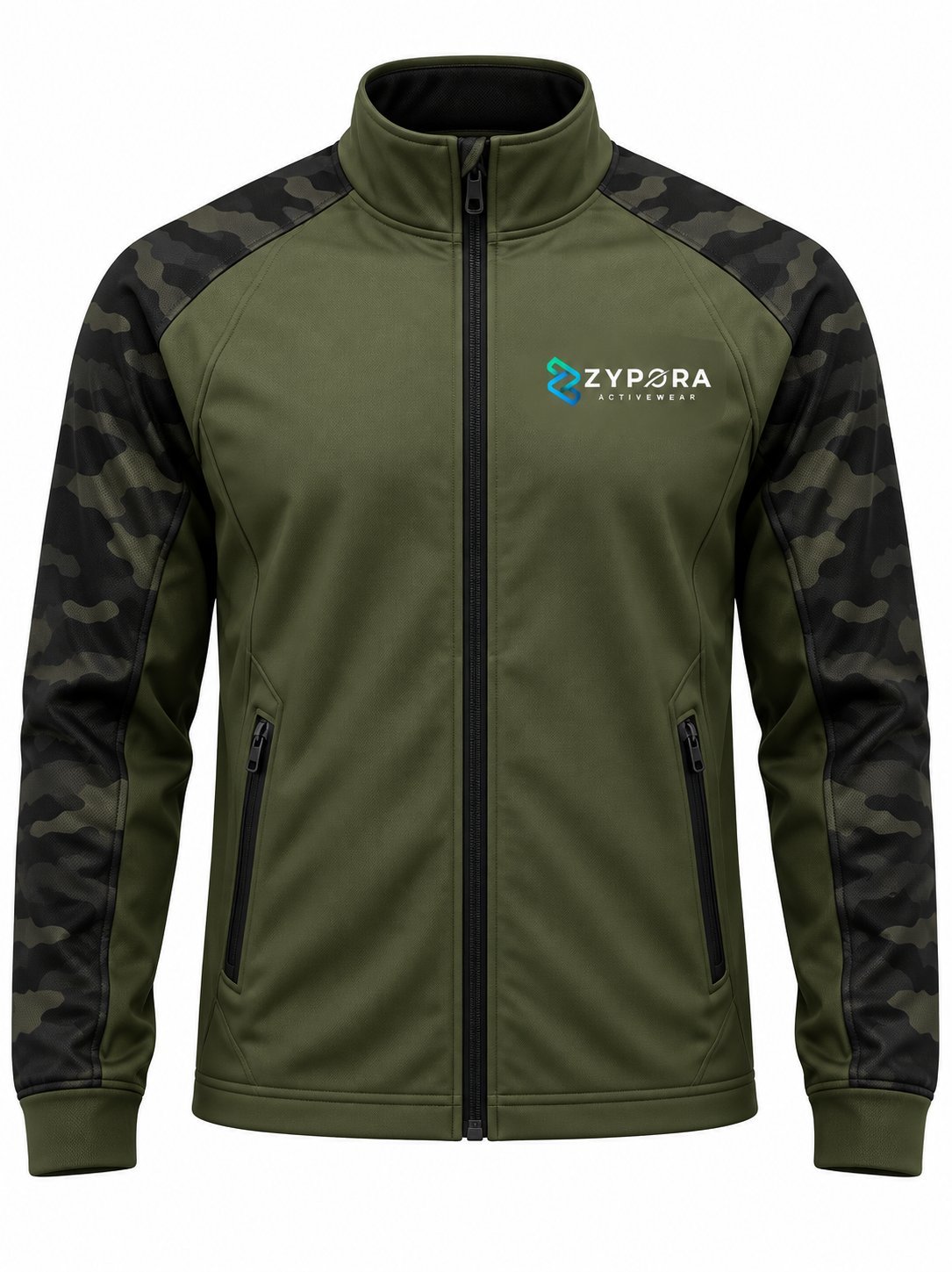 Training Jacket — Olive Camo Sleeve by Zypora Activewear