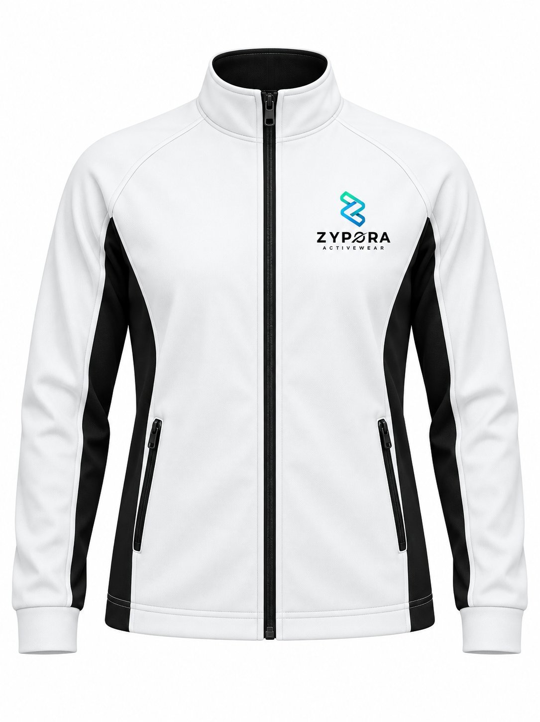 Training Jacket — White / Black Contrast by Zypora Activewear