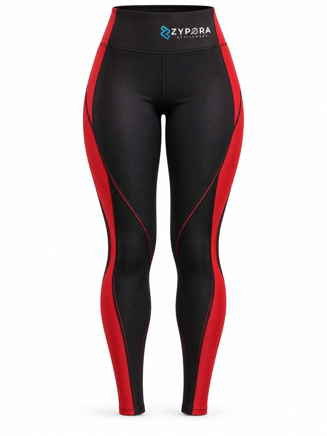 Leggings / Tights — Black / Red Panel - Zypora Activewear Custom Manufacturing