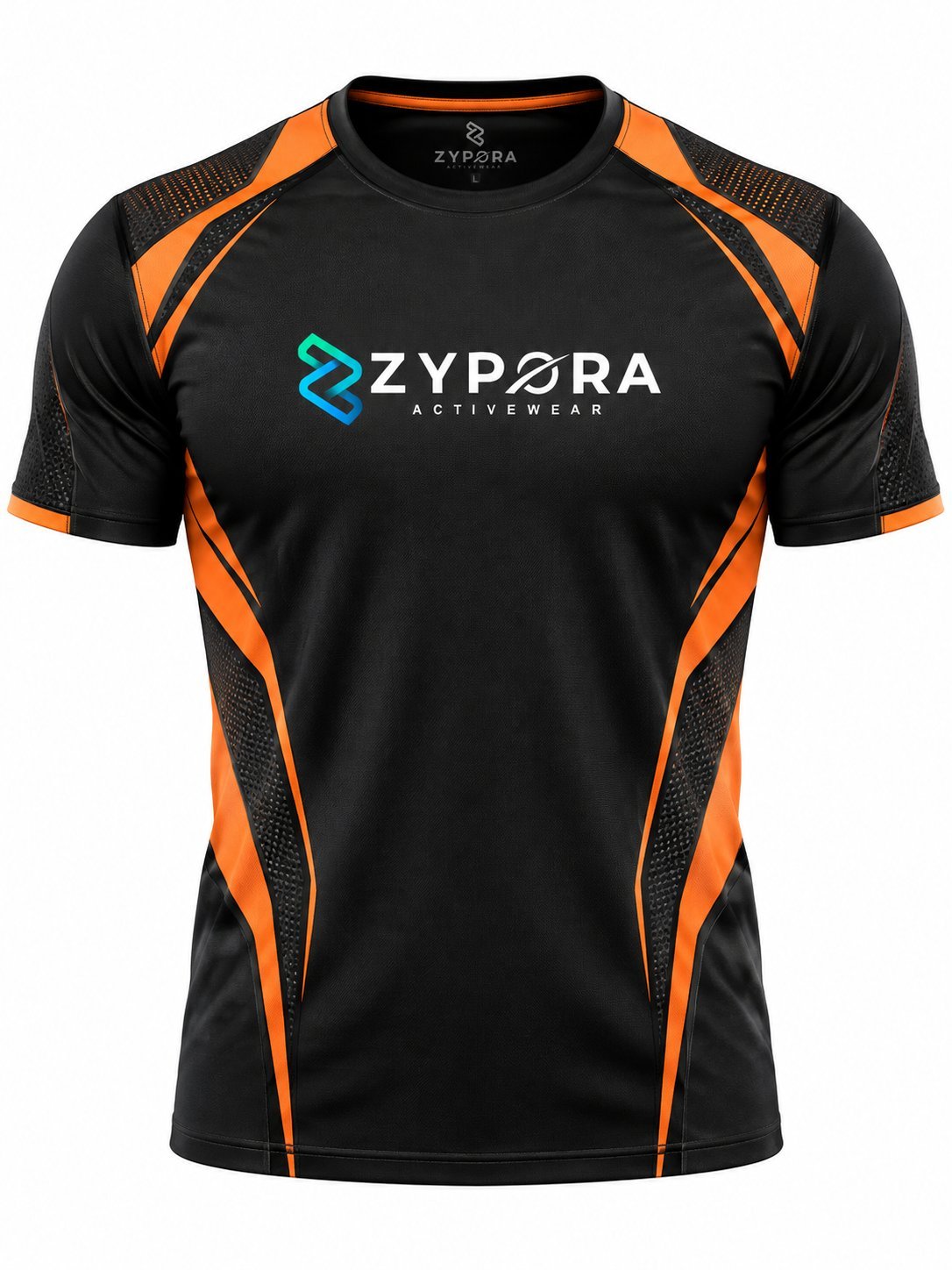 Performance T-Shirt — Black / Orange Mesh by Zypora Activewear