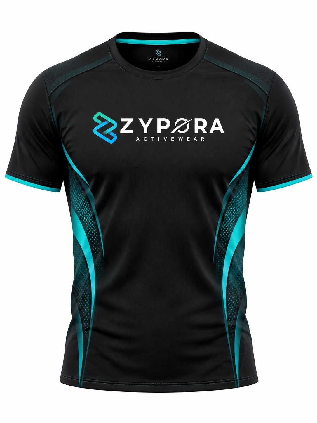 Performance T-Shirt — Black / Teal Wave by Zypora Activewear