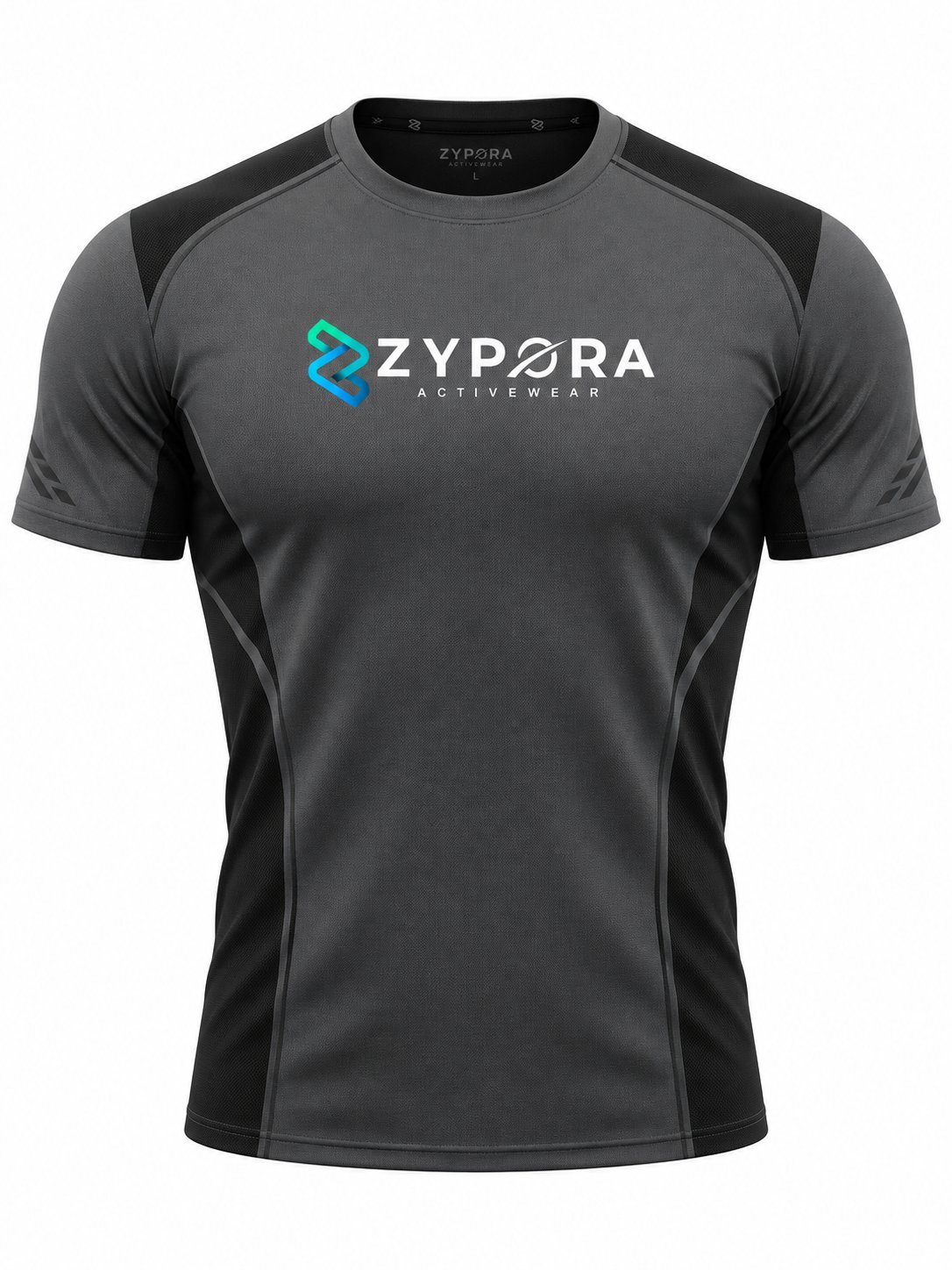 Performance T-Shirt — Charcoal / Black Panel - Zypora Activewear Custom Manufacturing
