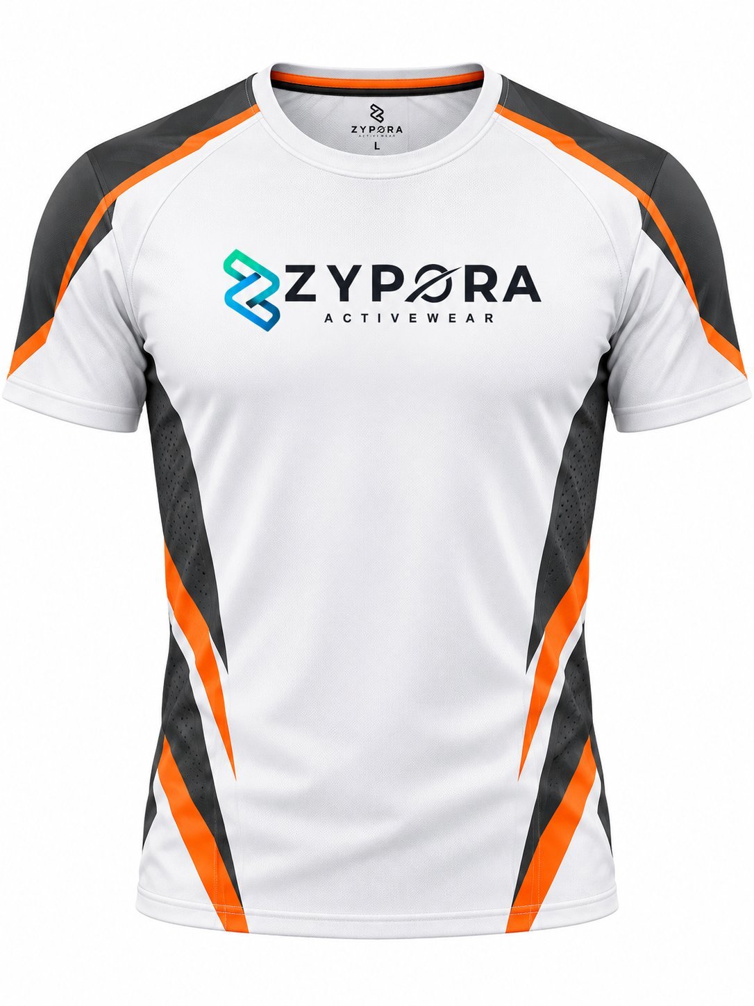 Performance T-Shirt — White / Orange Contrast by Zypora Activewear
