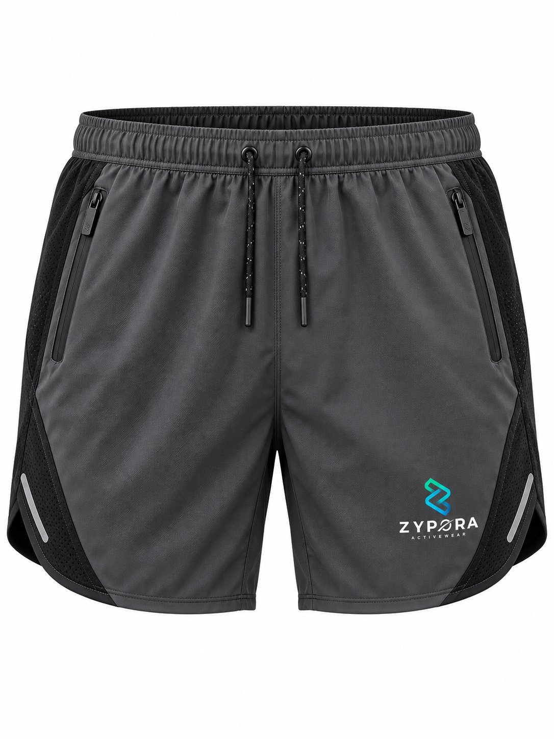 Running Shorts — Charcoal / Black - Zypora Activewear Custom Manufacturing