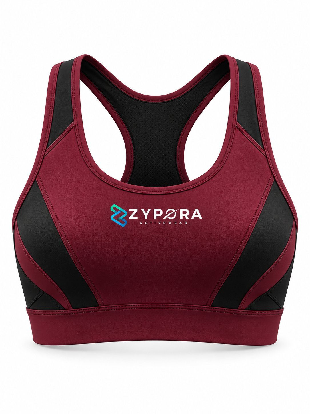 Sports Bra — Burgundy / Black by Zypora Activewear