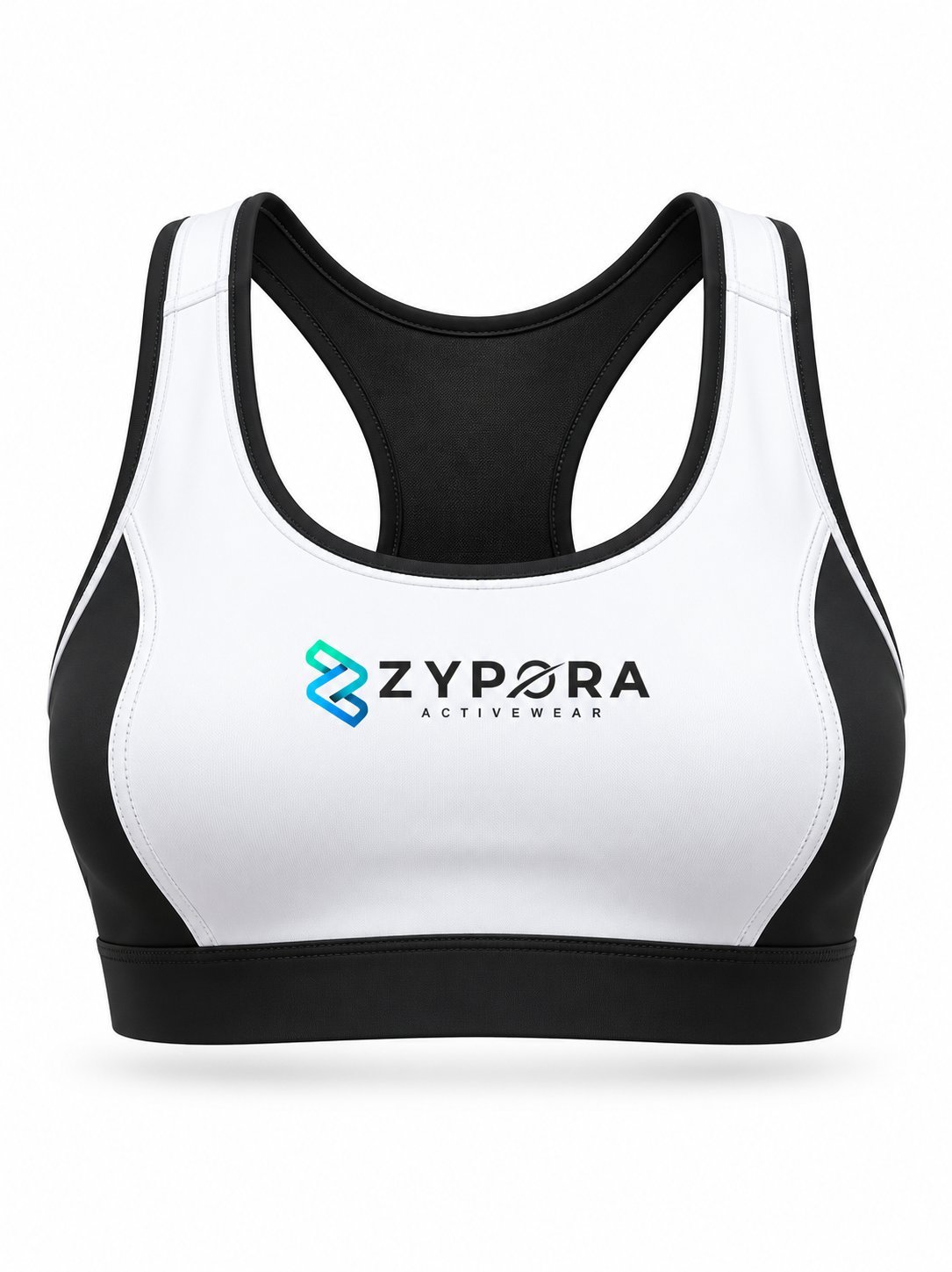 Sports Bra — White / Black Contrast by Zypora Activewear