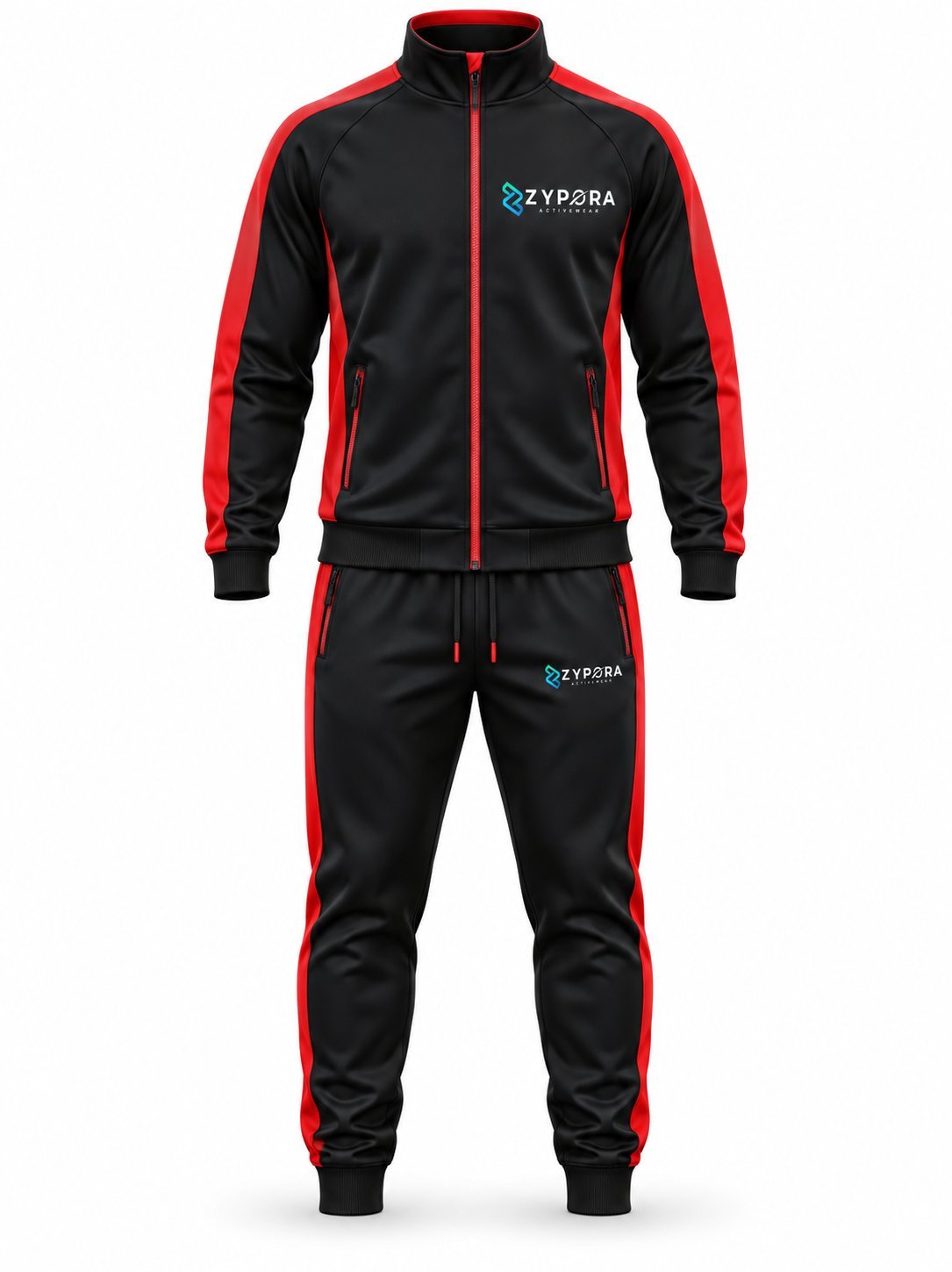 Tracksuit — Black / Red Stripe - Zypora Activewear Custom Manufacturing