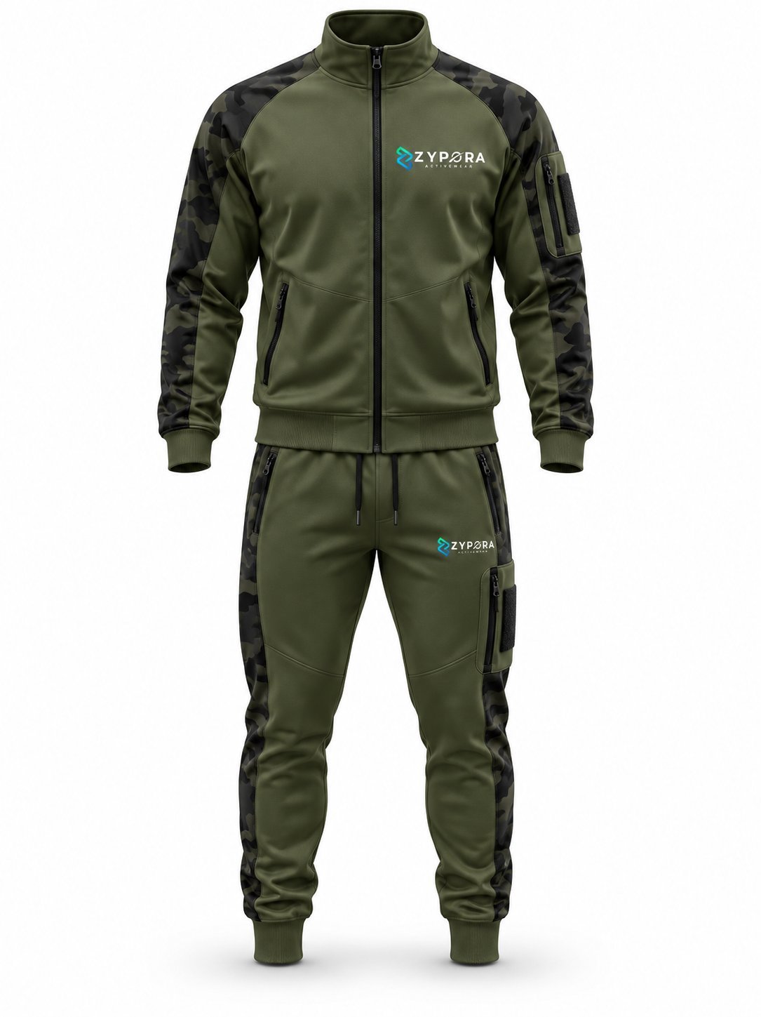 Tracksuit — Olive Camo Sleeve by Zypora Activewear