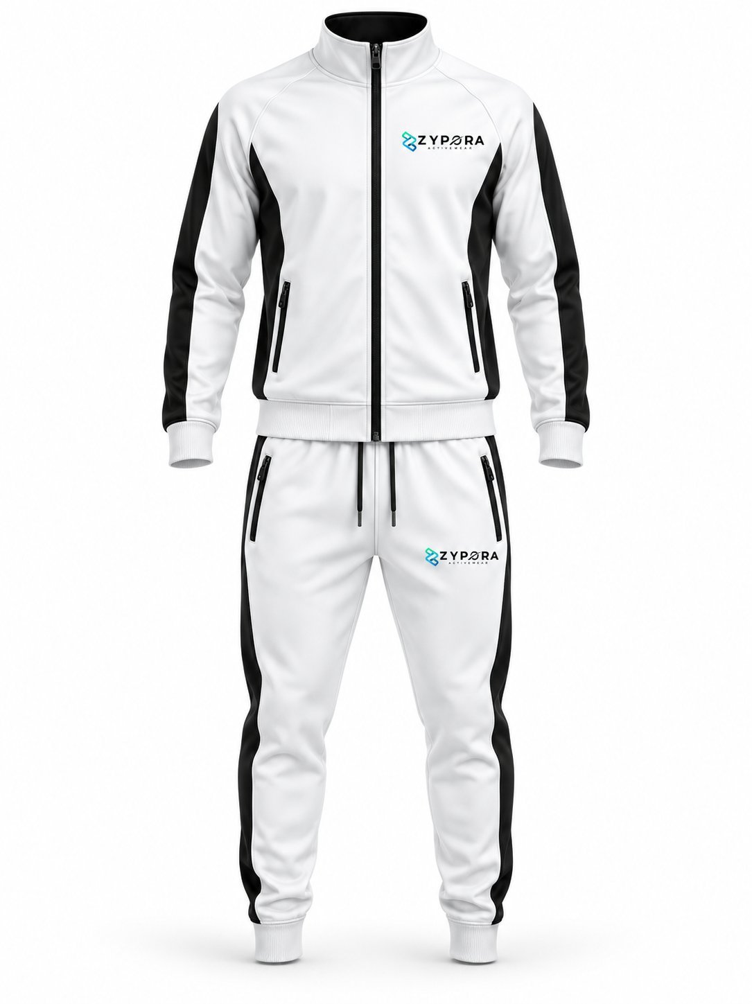 Tracksuit — White / Black Contrast by Zypora Activewear