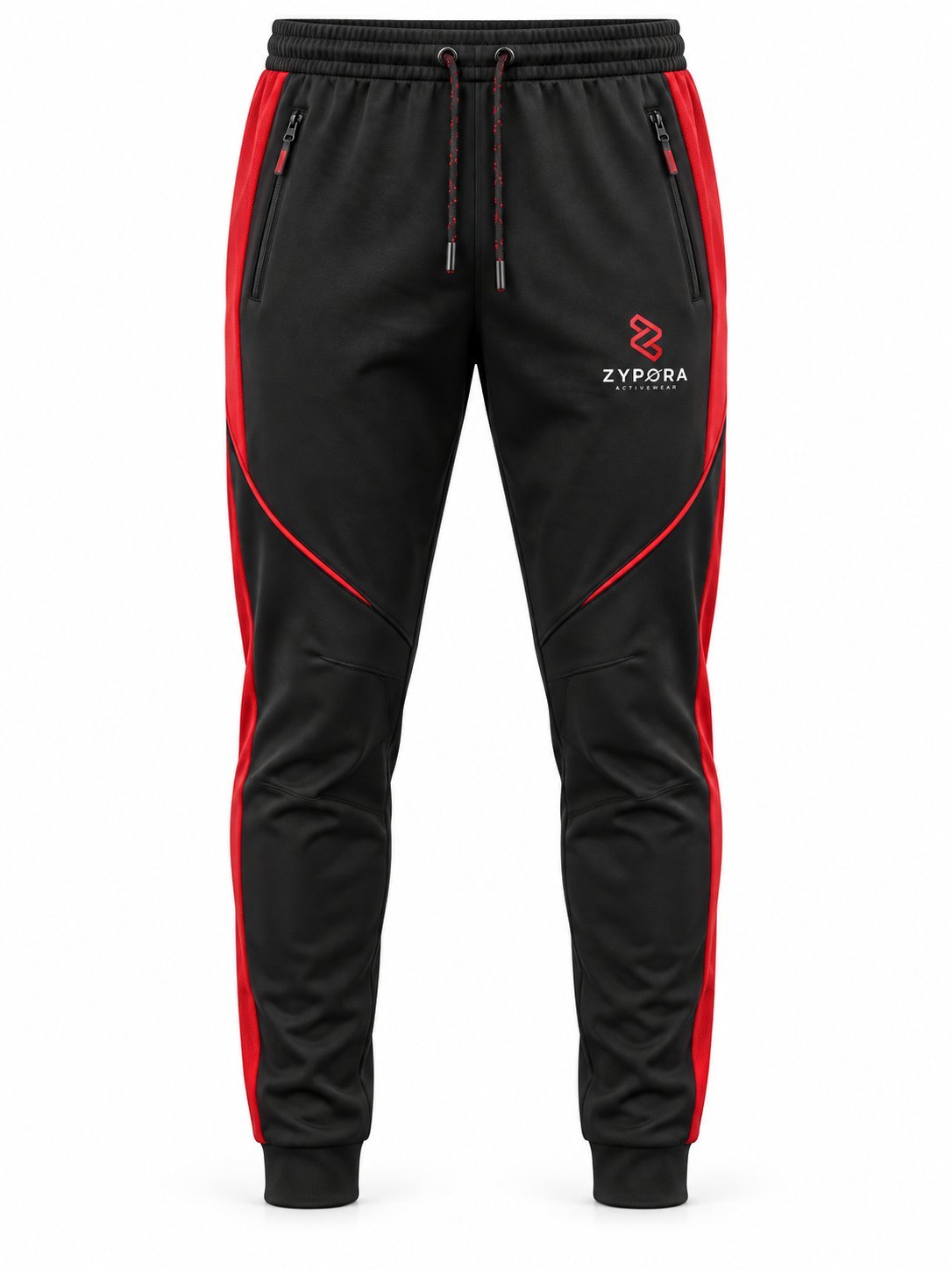 Training Pants — Black / Red Panel - Zypora Activewear Custom Manufacturing