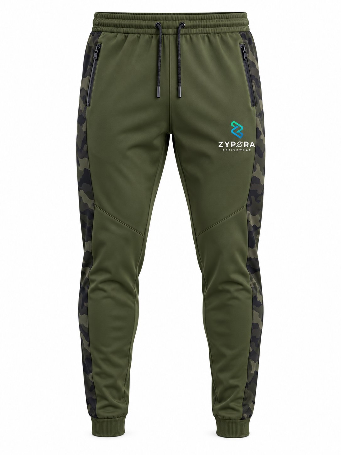 Training Pants — Olive Camo Side by Zypora Activewear