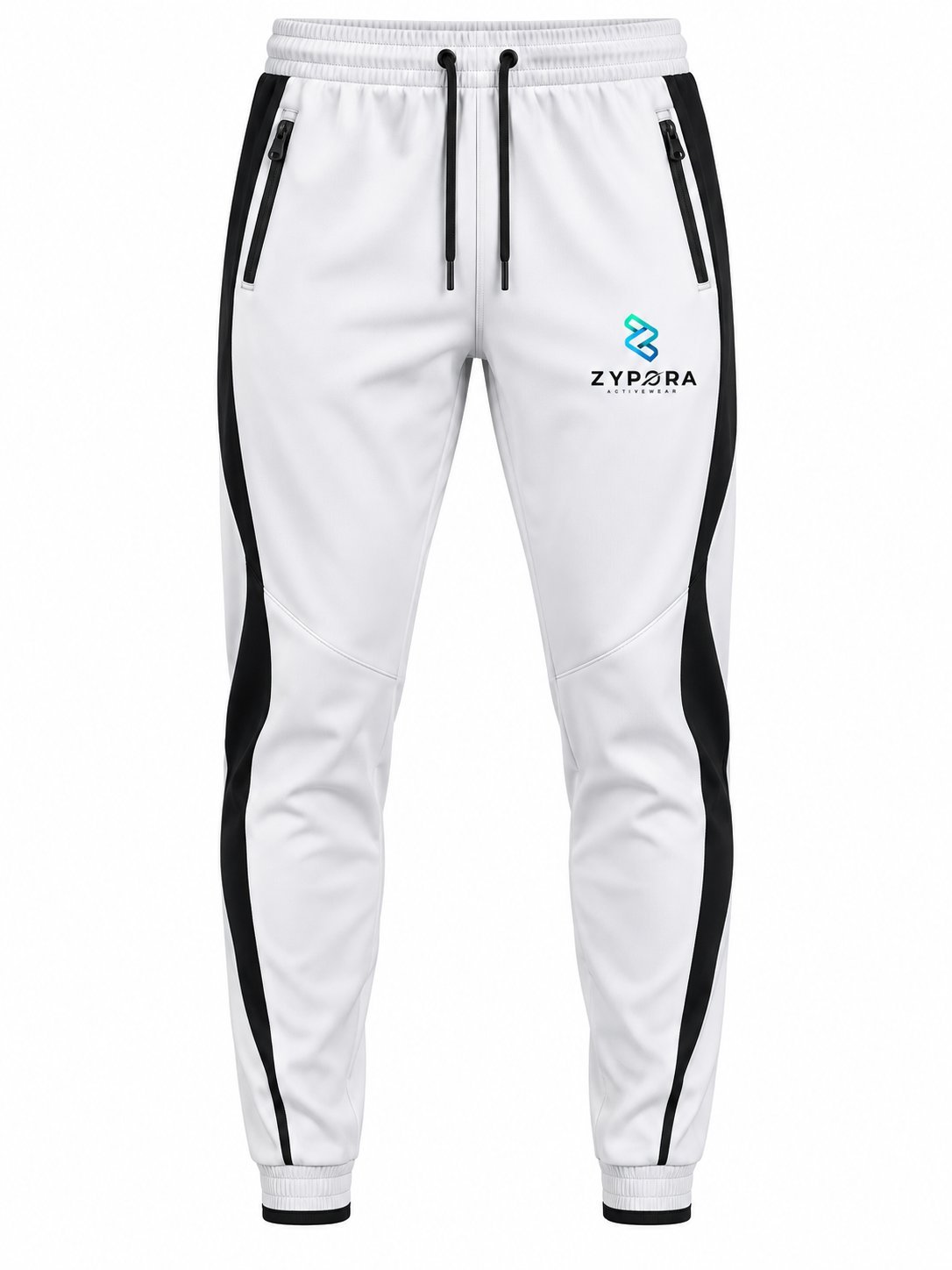 Training Pants — White / Black Contrast by Zypora Activewear