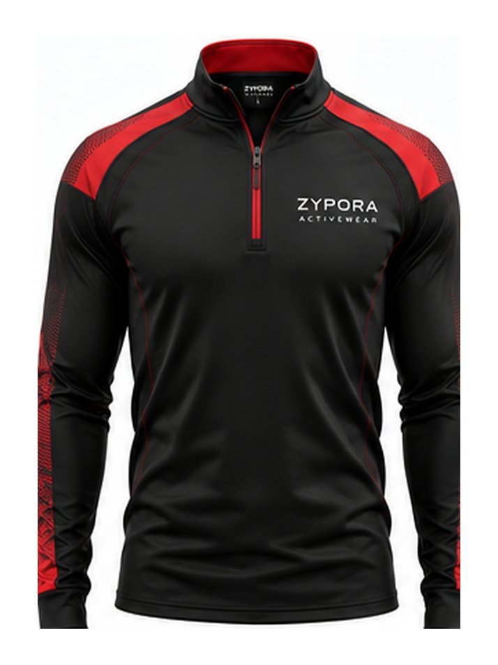 Training Top — Black / Red Panel - Zypora Activewear Custom Manufacturing