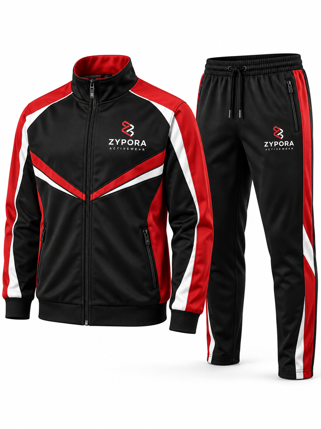 Custom Tracksuit - Black Red Team Set by Zypora Activewear