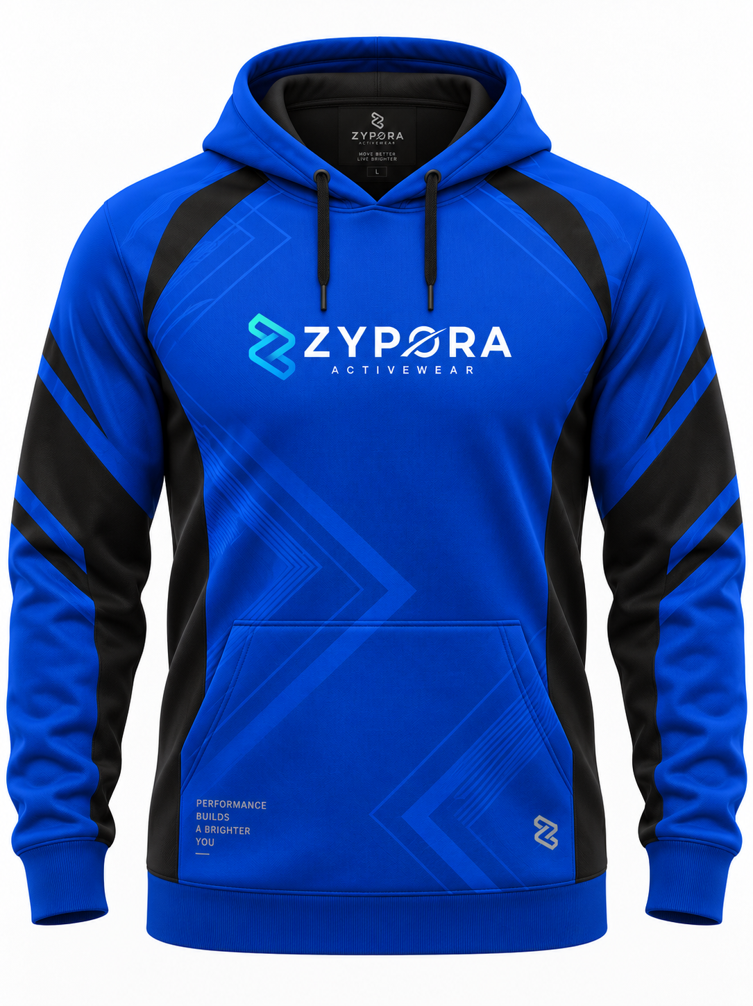 Custom Hoodies - Blue Black Performance Panel by Zypora Activewear
