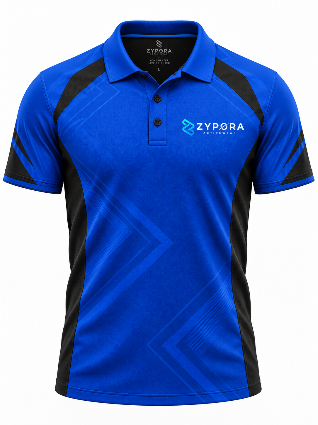 Custom Polo Shirts - Blue Black Performance Panel by Zypora Activewear