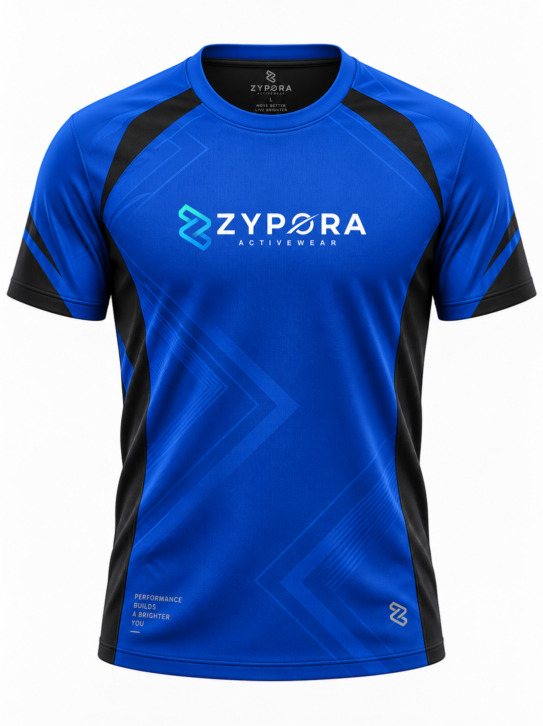 Custom T-Shirts - Blue Black Performance Panel by Zypora Activewear
