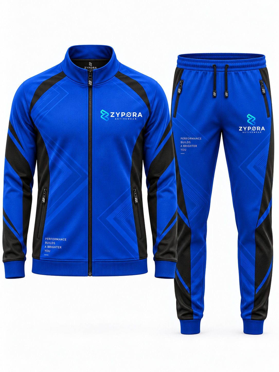 Custom Tracksuits - Blue Black Performance Panel by Zypora Activewear