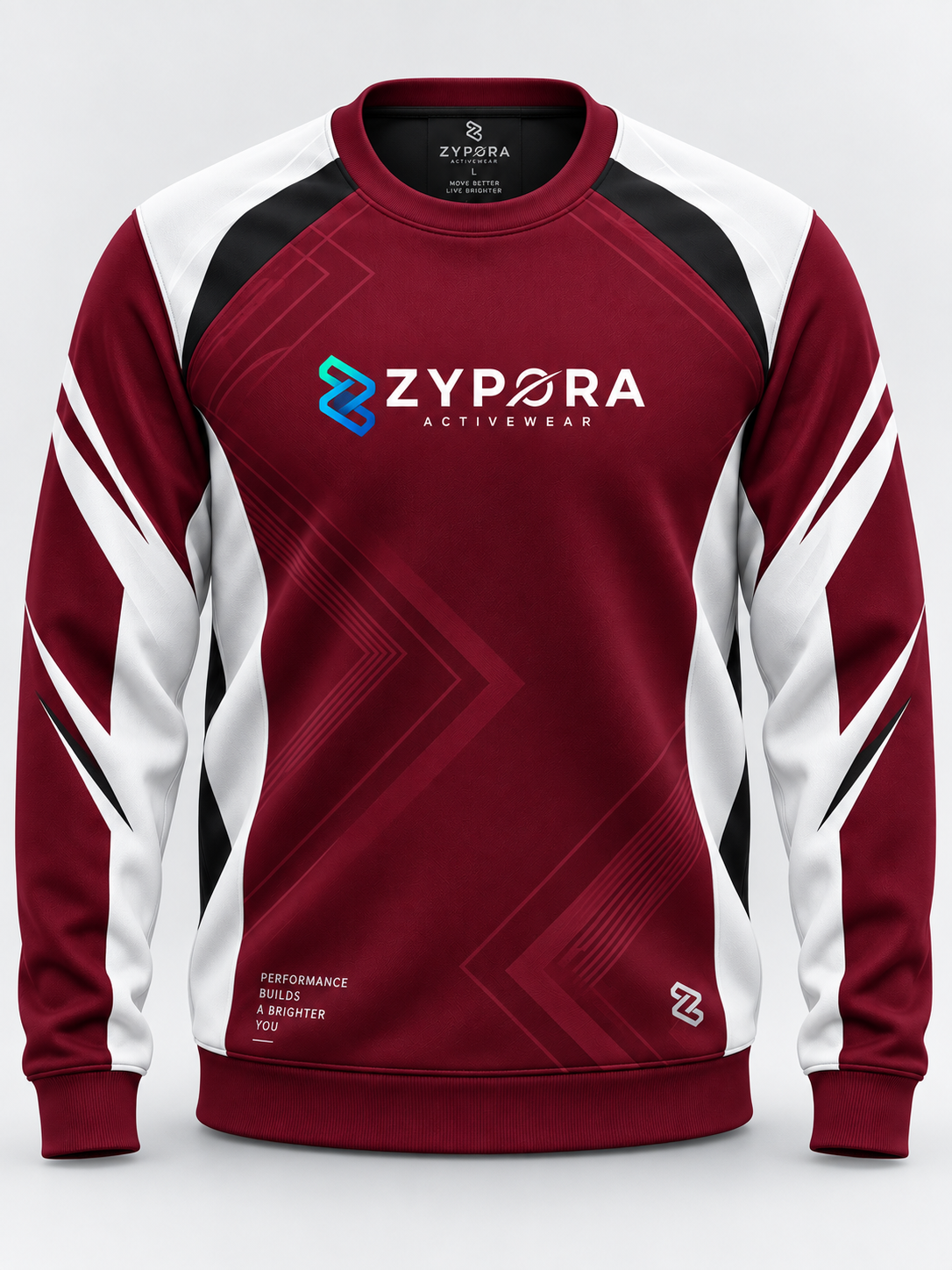 Custom Sweatshirts - Burgundy White Performance Panel by Zypora Activewear