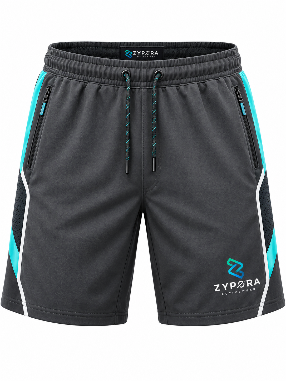 Custom Casual Shorts - Charcoal Teal Side Panel by Zypora Activewear