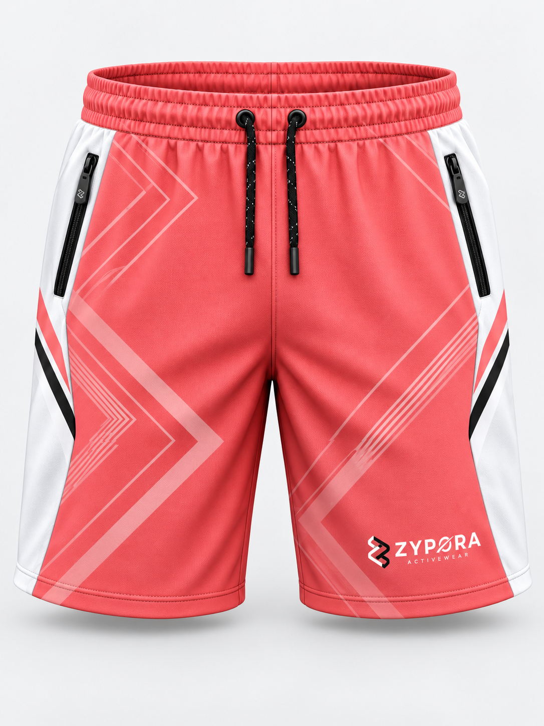Custom Casual Shorts - Coral White Performance Panel by Zypora Activewear