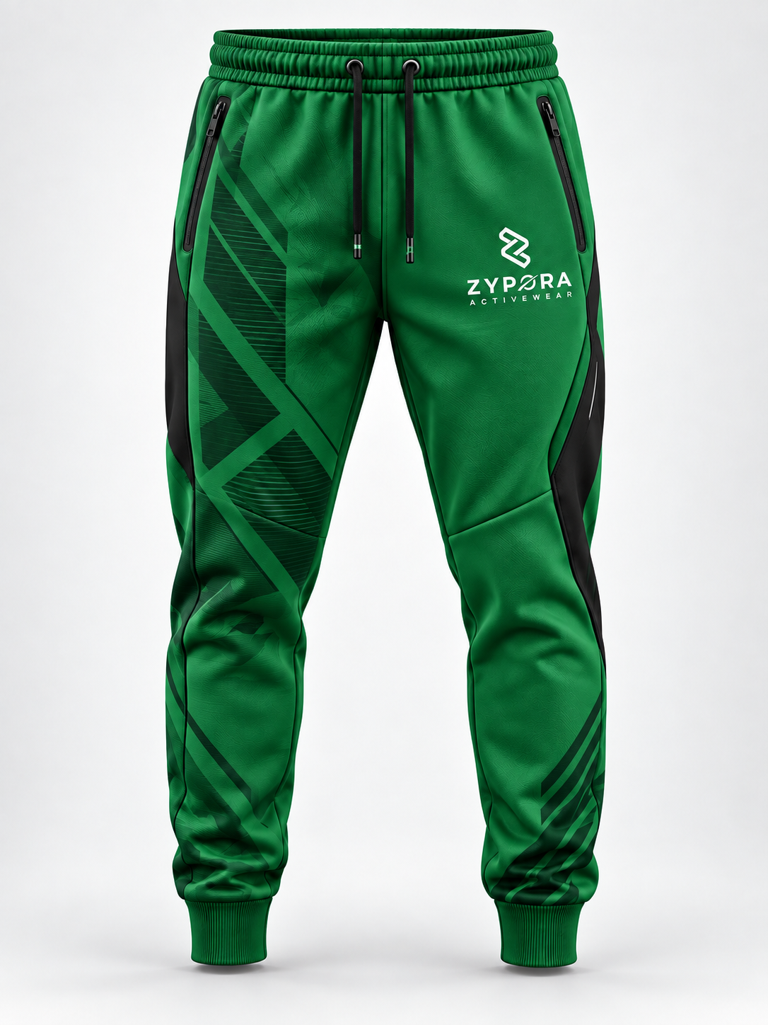 Green and black custom Joggers by Zypora Activewear