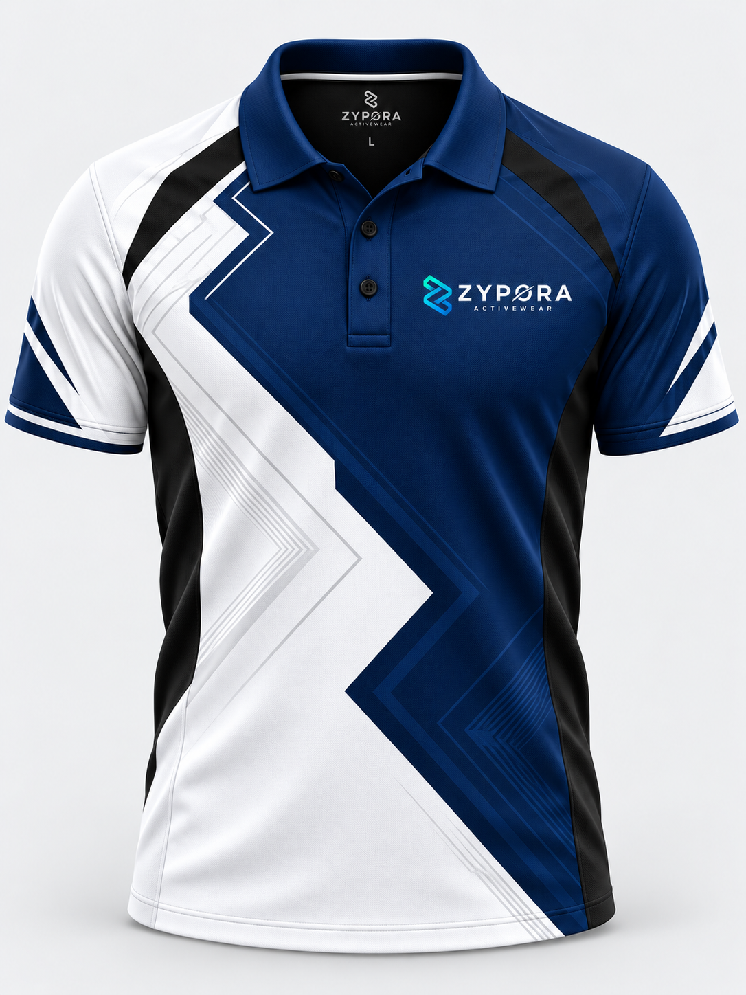 Custom Polo Shirts - Navy White Performance Panel by Zypora Activewear