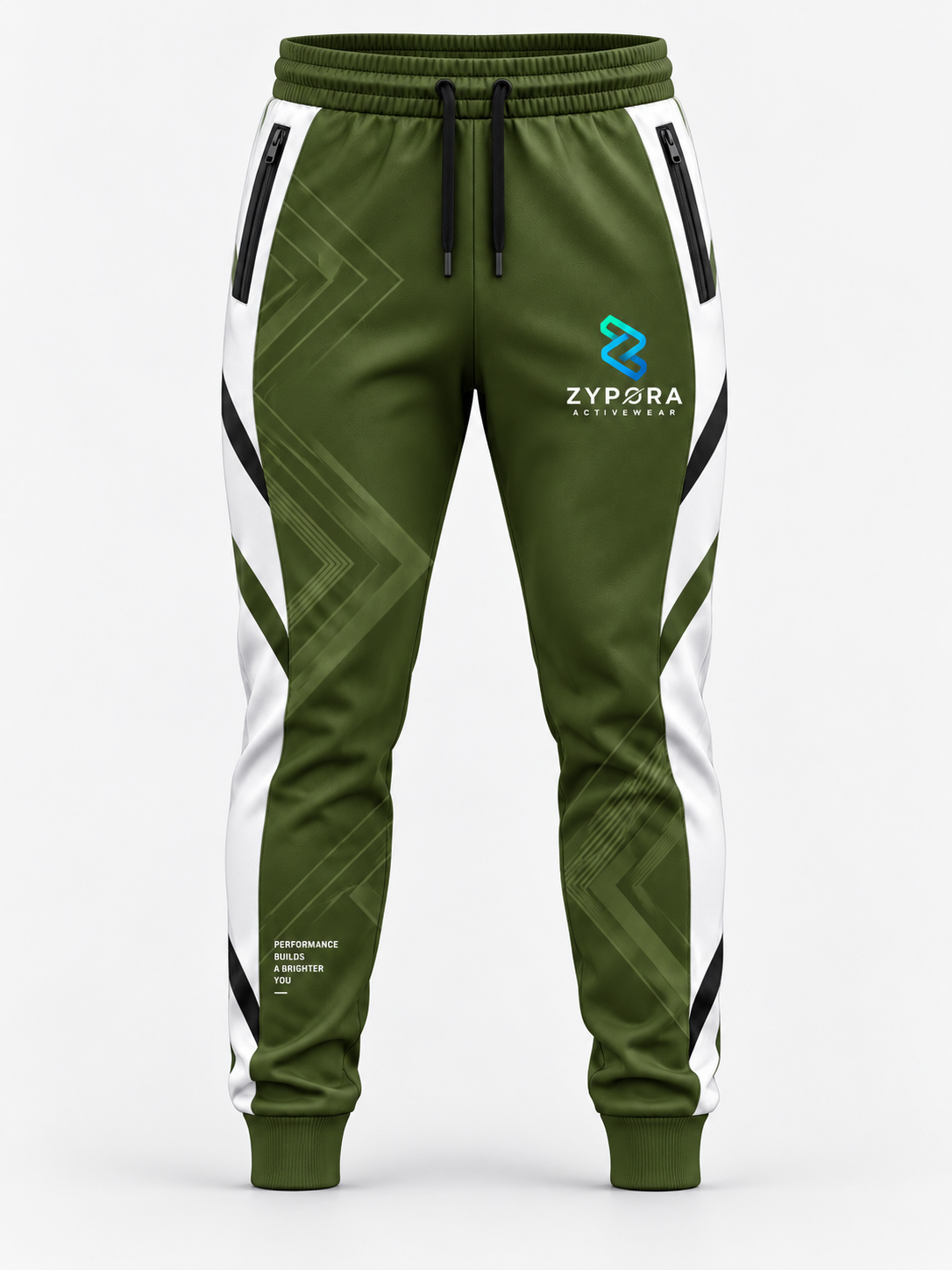 Custom Joggers - Olive White Performance Panel by Zypora Activewear