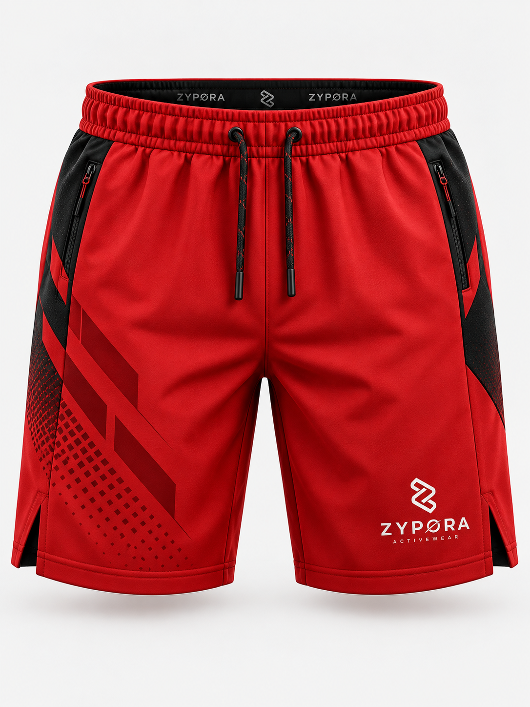 Custom Casual Shorts - Red Side Panel - Zypora Activewear Custom Manufacturing