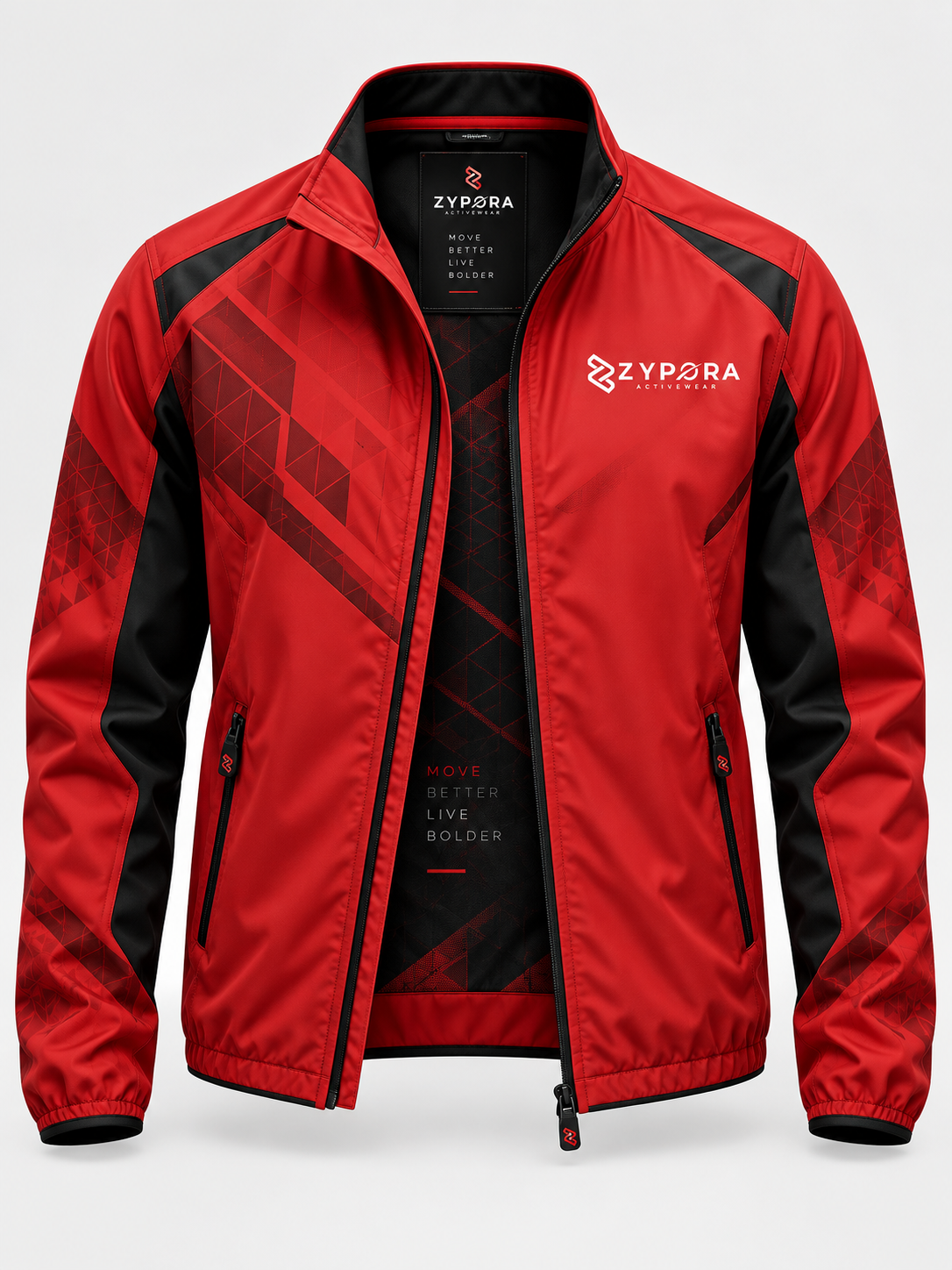 Custom Jacket - Red Zip Panel - Zypora Activewear Custom Manufacturing