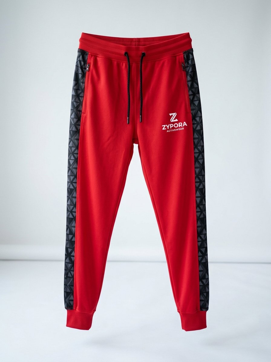 Custom Joggers - Red Side Panel - Zypora Activewear Custom Manufacturing