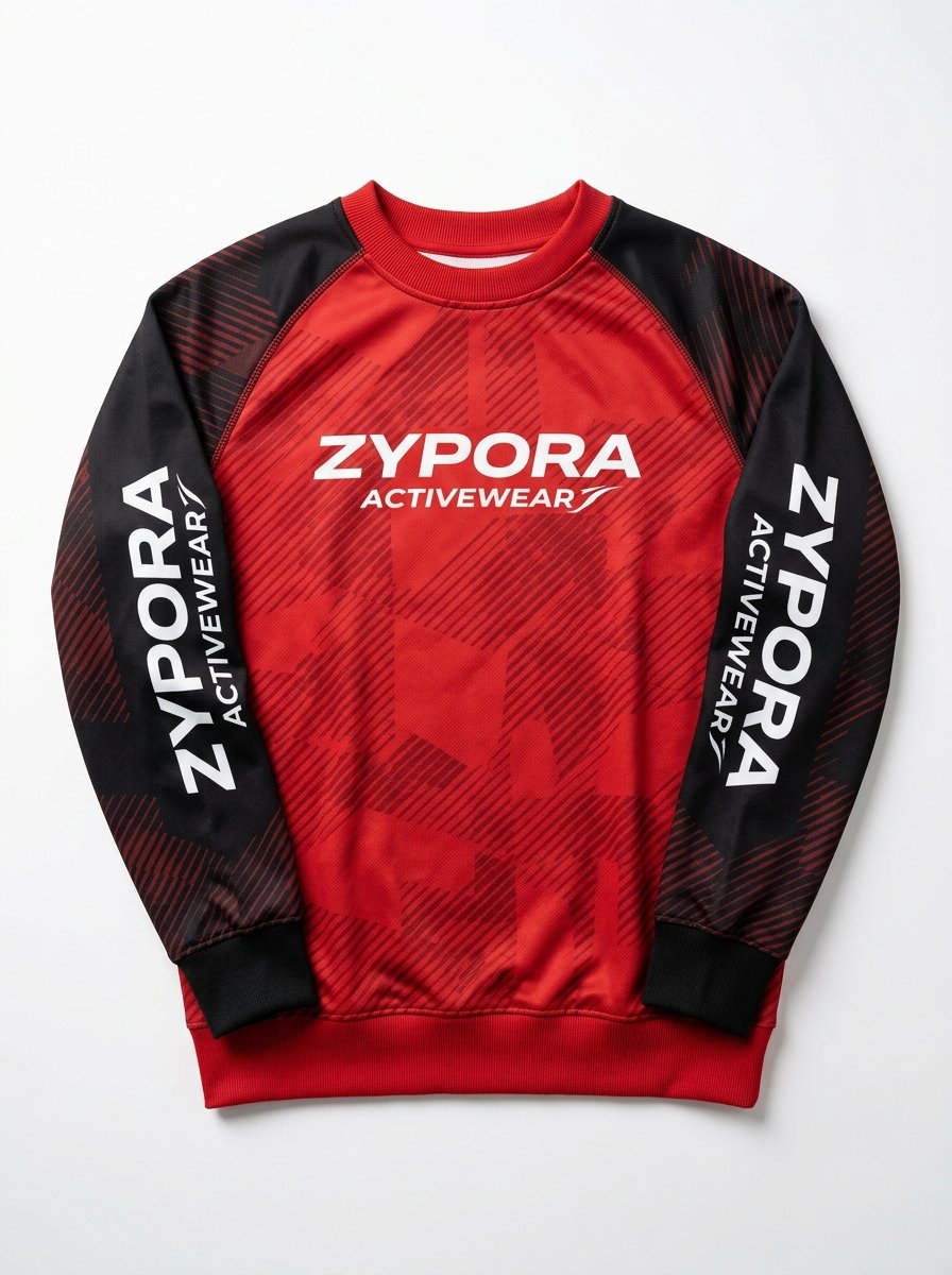 Custom Sweatshirt - Red Shoulder Panel - Zypora Activewear Custom Manufacturing