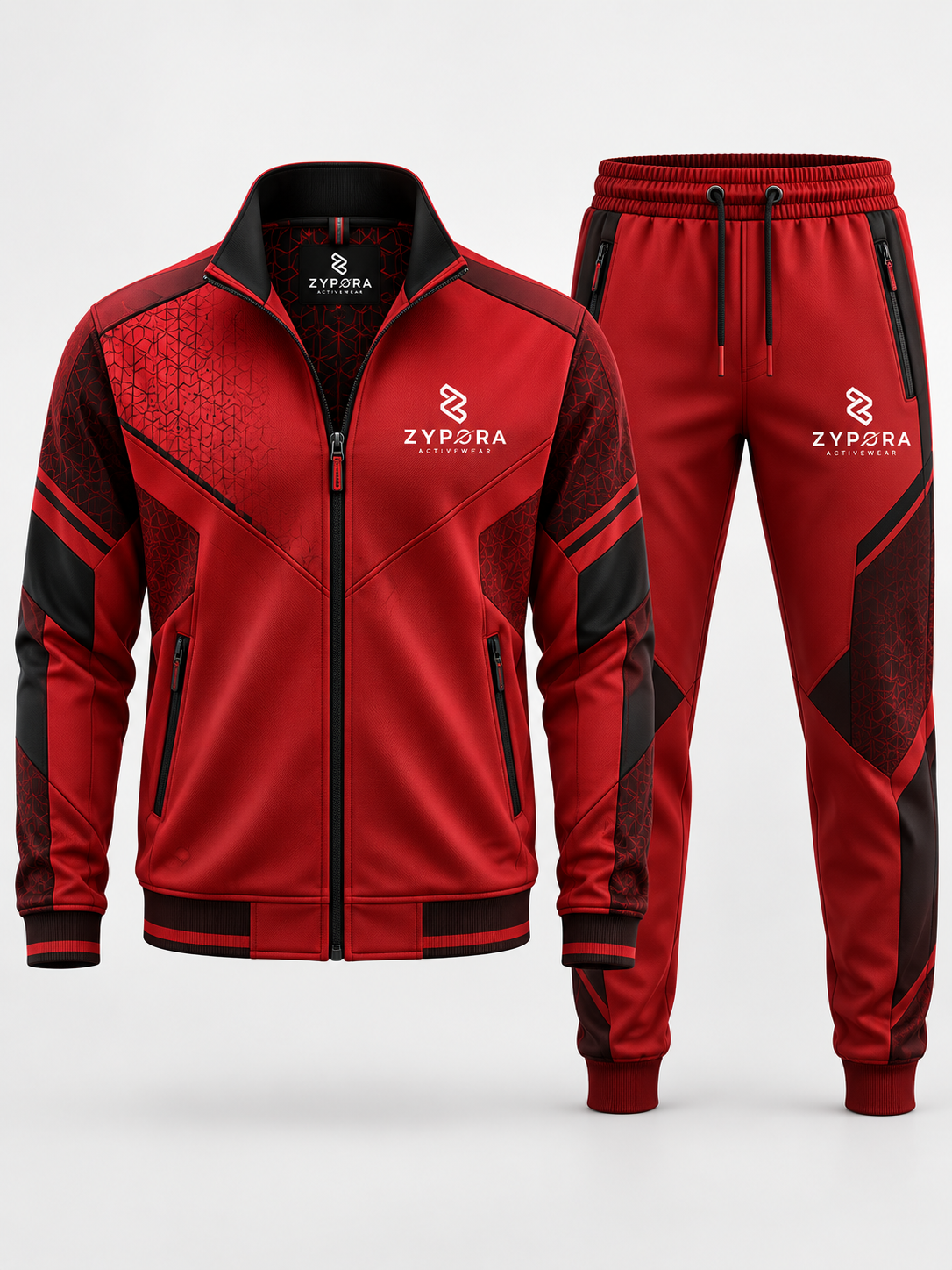 Custom Tracksuit - Red Team Set - Zypora Activewear Custom Manufacturing