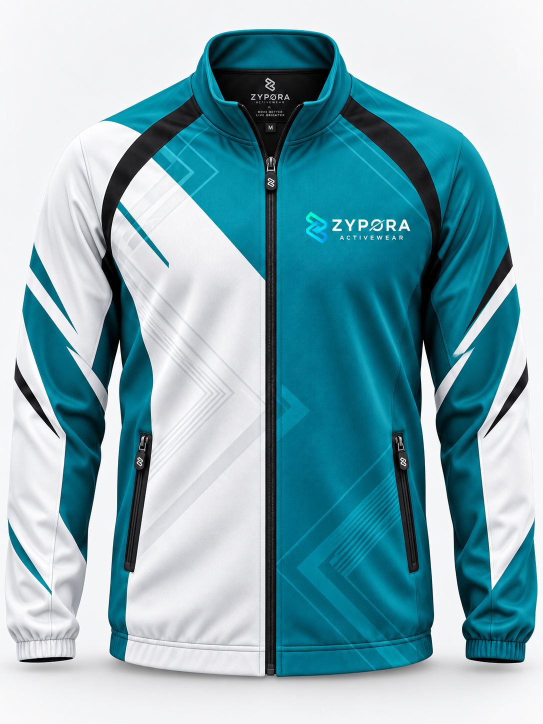 Custom Jackets - Teal White Performance Panel by Zypora Activewear