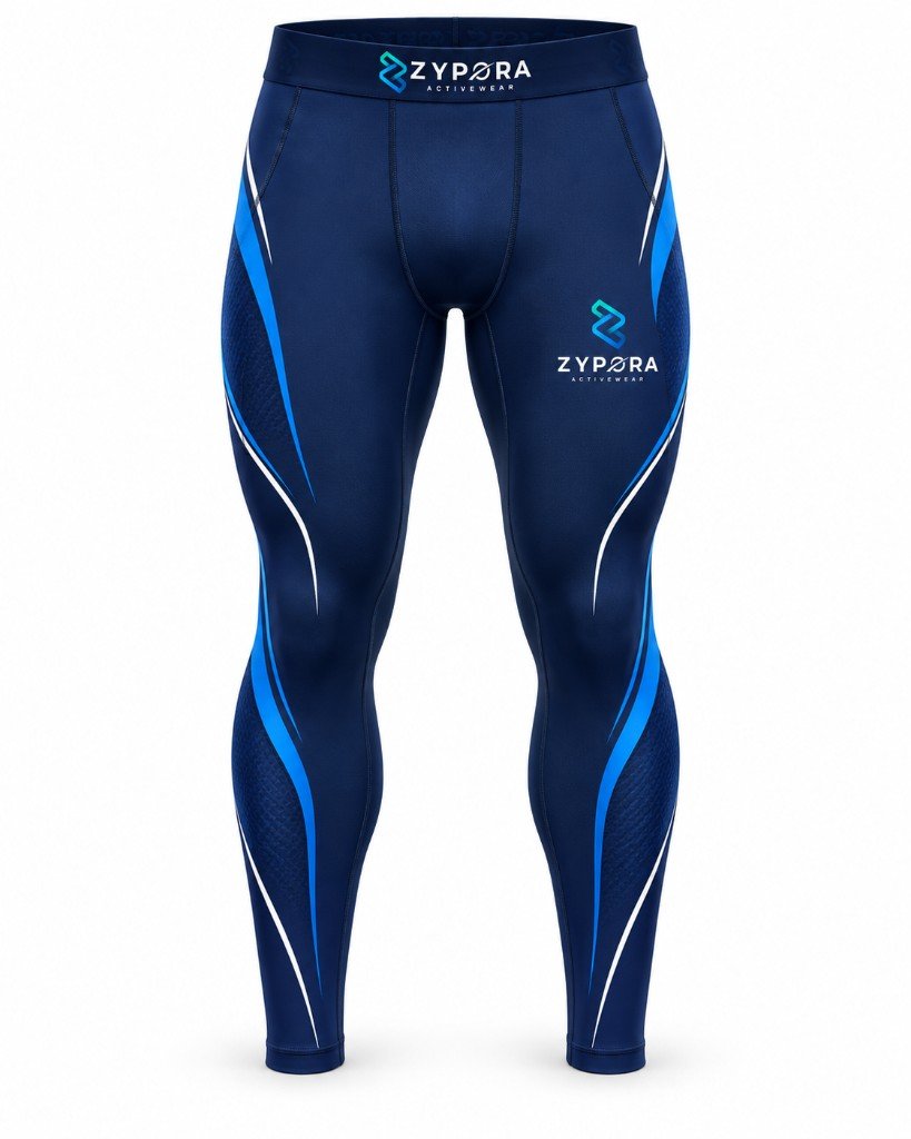 Compression Leggings — Navy Speed Stripe by Zypora Activewear