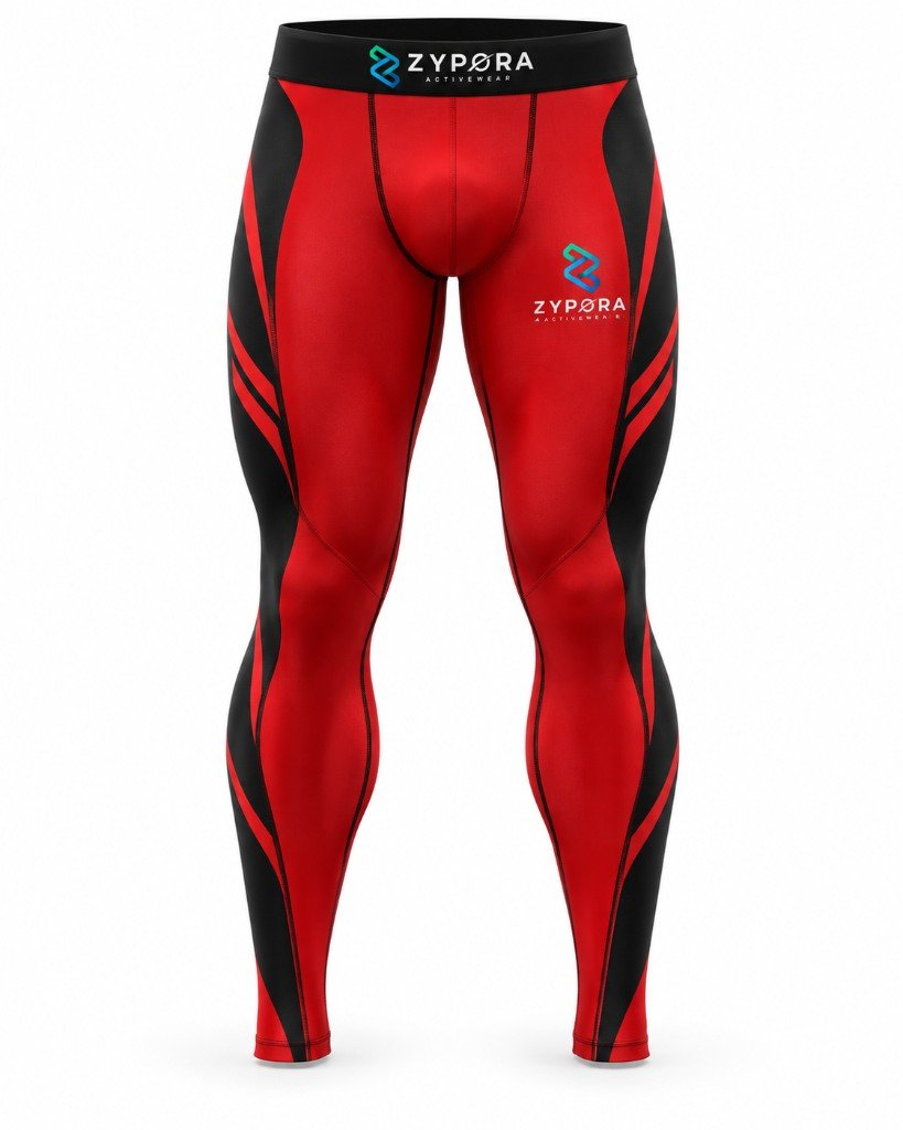 Compression Leggings — Red / Black Contour by Zypora Activewear