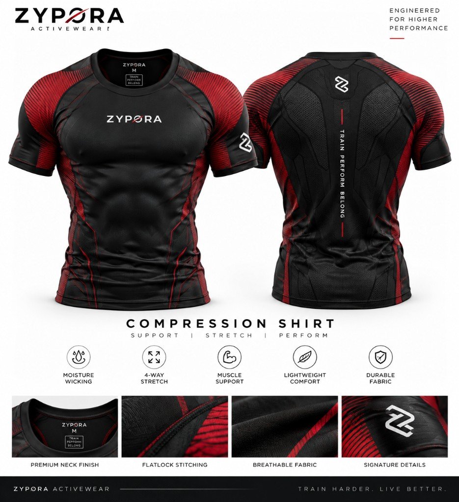 Compression Shirt — Engineered Performance - Zypora Activewear Custom Manufacturing