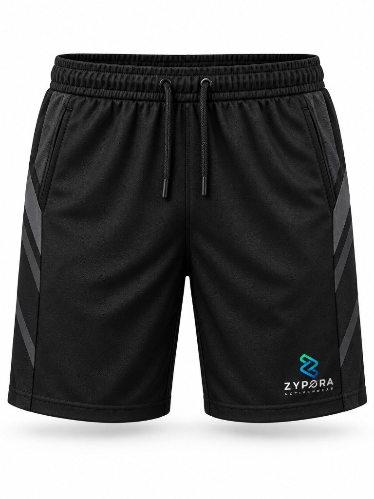 Performance Gym Shorts — Black Zip by Zypora Activewear
