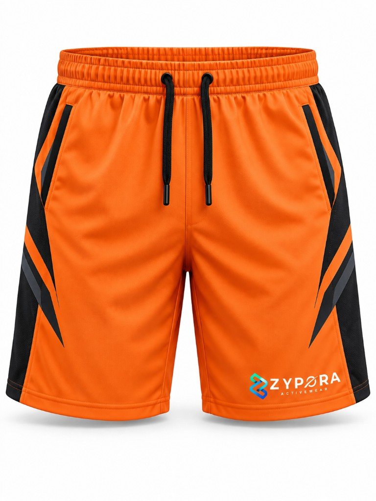 Performance Gym Shorts — Orange Geometric by Zypora Activewear