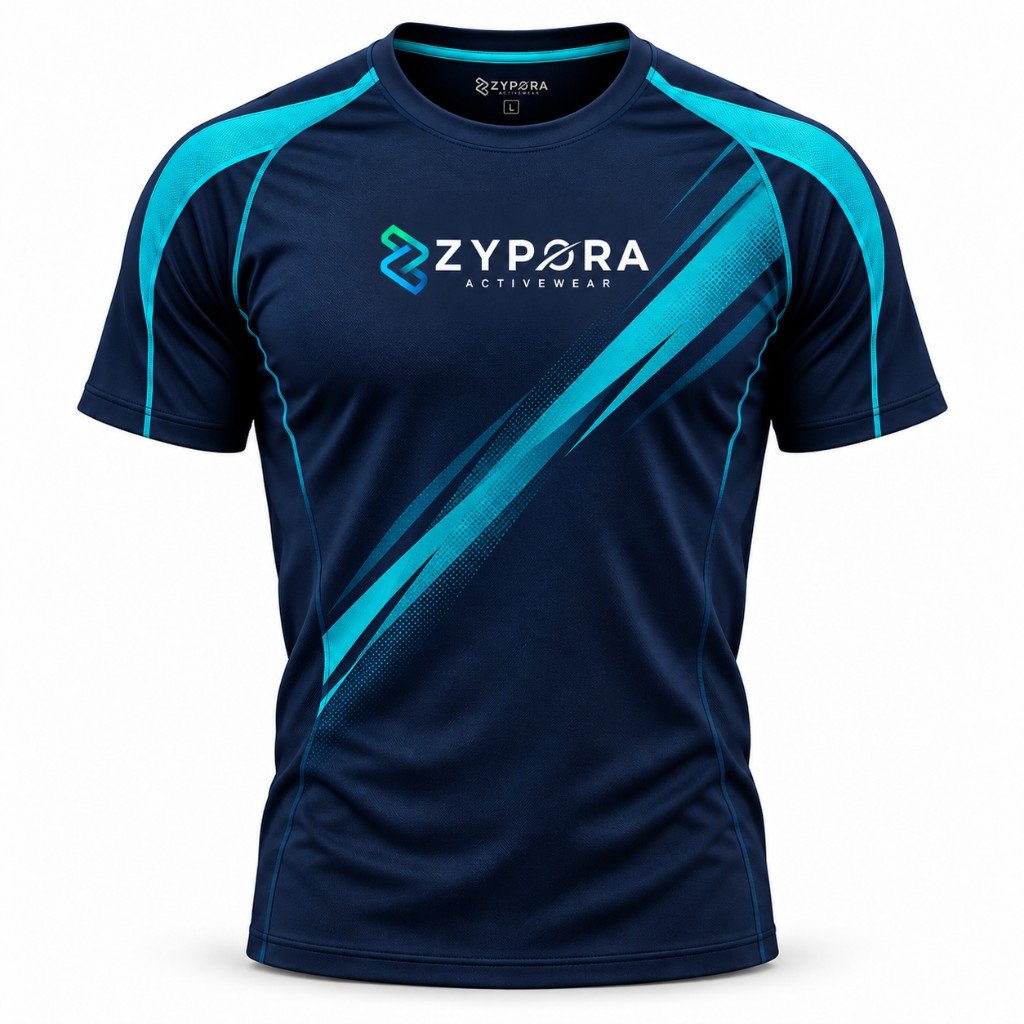Performance Gym Tee — Navy / Teal Graphic by Zypora Activewear