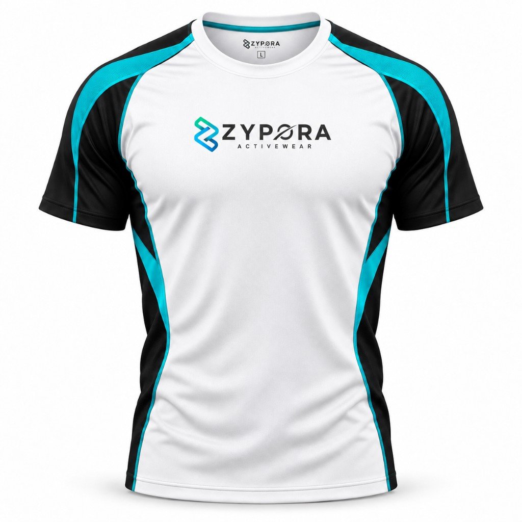 Performance Gym Tee — White Panel by Zypora Activewear