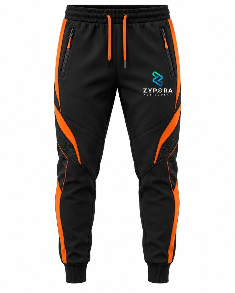 Training Joggers — Black / Orange Mesh by Zypora Activewear