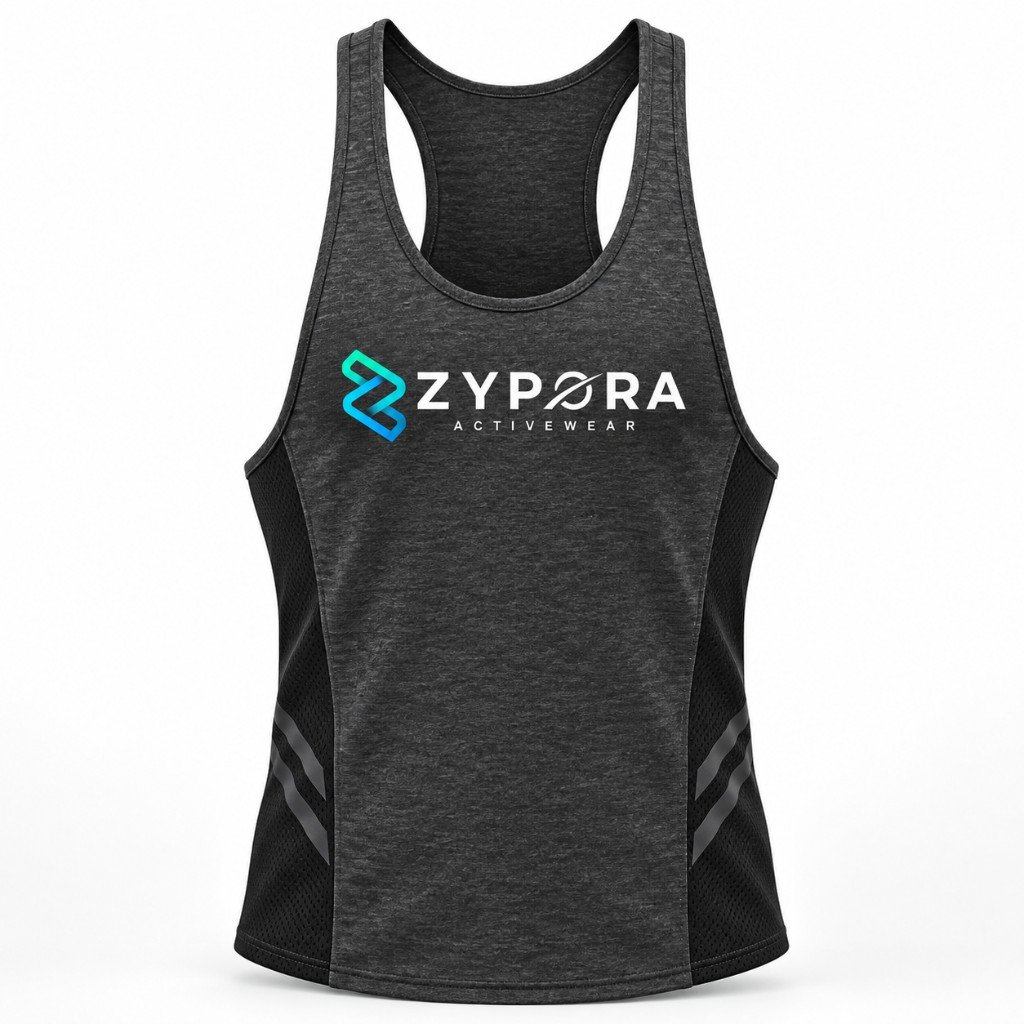 Performance Stringer — Charcoal / Black Mesh - Zypora Activewear Custom Manufacturing