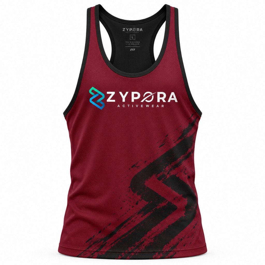 Performance Stringer — Maroon Slash by Zypora Activewear