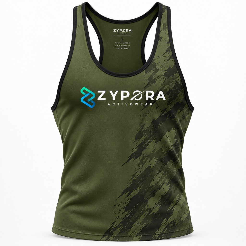 Performance Stringer — Olive Distressed by Zypora Activewear