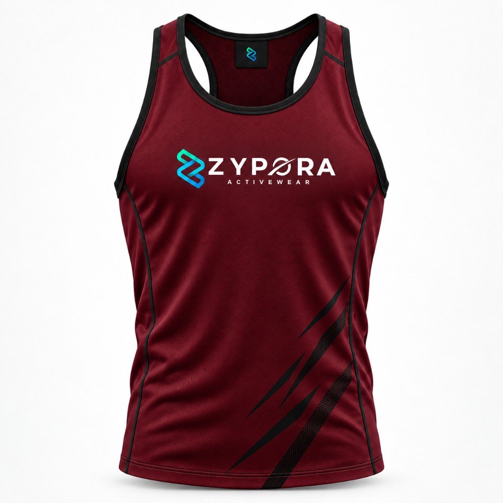 Performance Tank — Maroon Mesh by Zypora Activewear