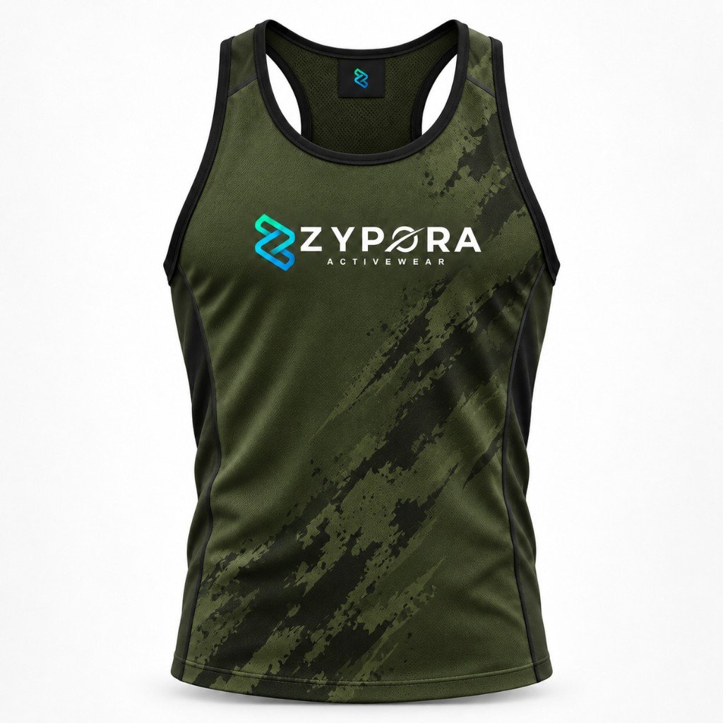 Performance Tank — Olive Distressed - Zypora Activewear Custom Manufacturing