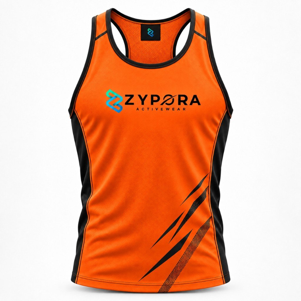Performance Tank — Orange / Black by Zypora Activewear